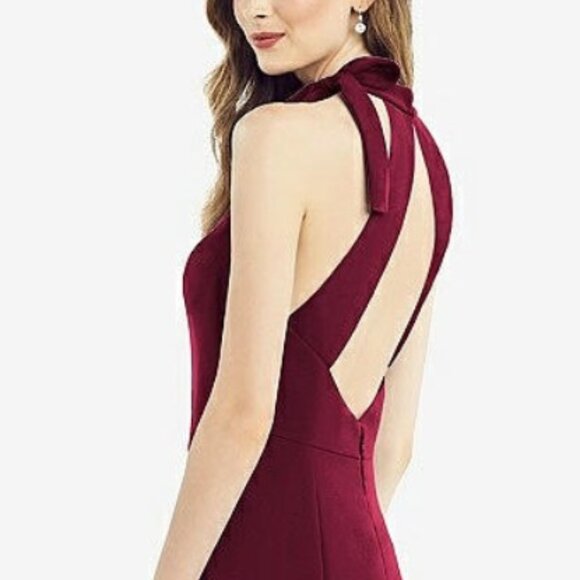 After Six 6827....Bow-Neck Open-Back Trumpet Gown....Cabernet...Size 10 - Picture 6 of 8